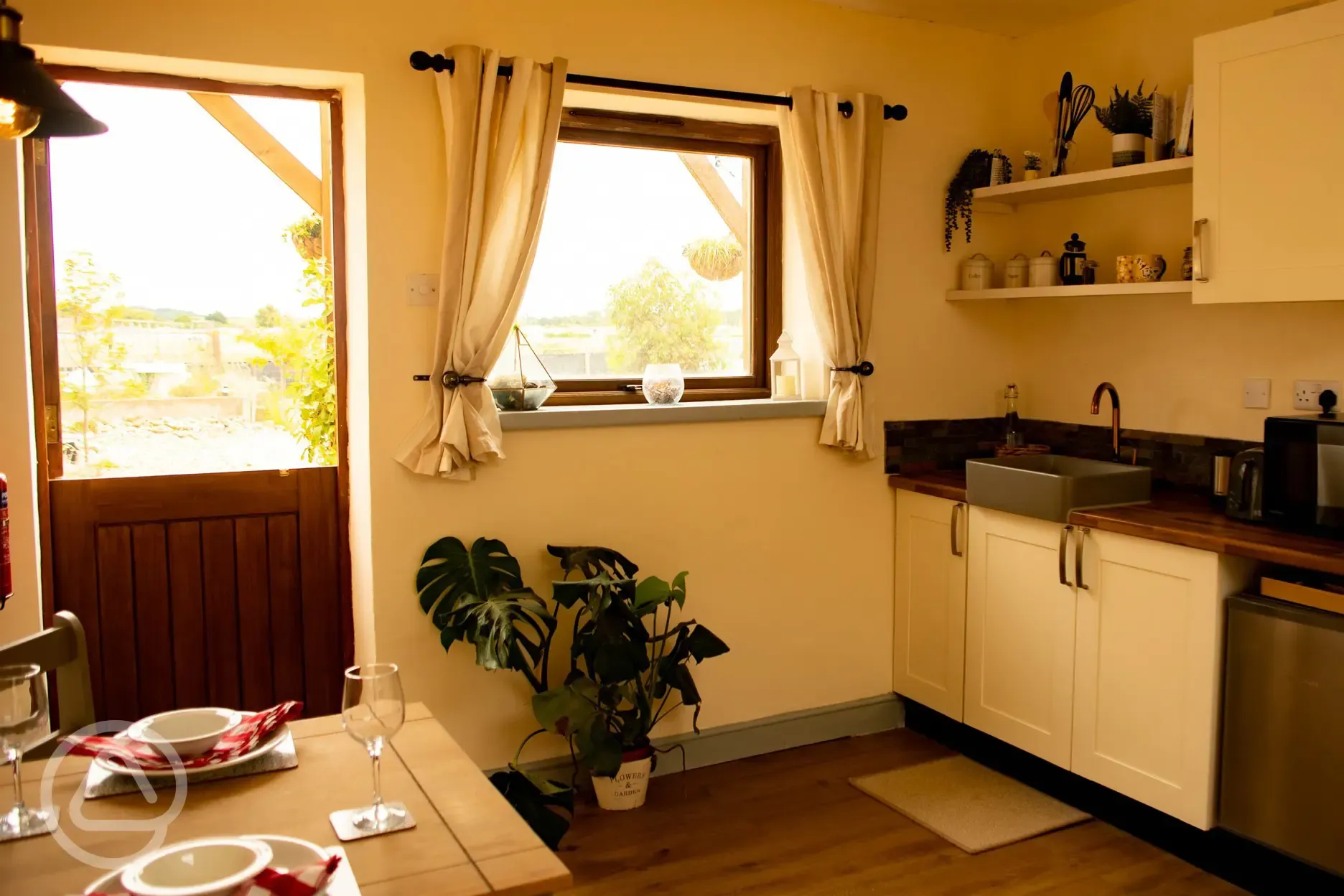 Kitchen area in Sandy 1of our self-catering Stables chalets