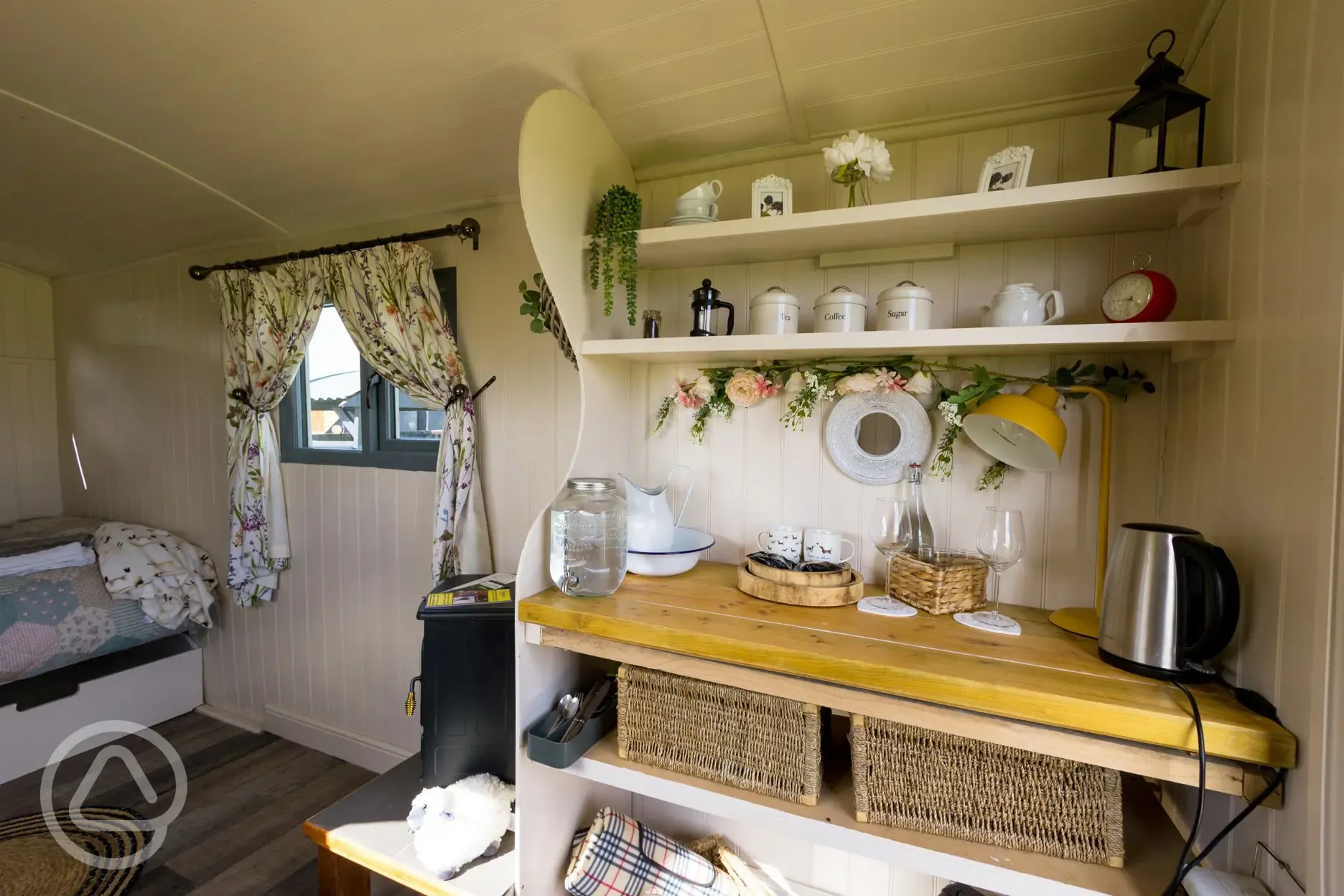 Shepherds huts have all essential pots, kettle and bedding