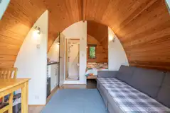 Badger ensuite glamping pod with double bed and sofa bed Badger ensuite glamping pod with double bed and sofa bed