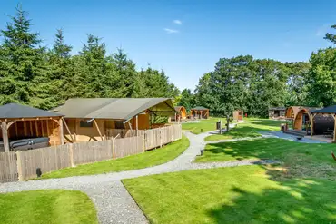 Overview of Little Wold Away with glamping pods and a safari tent