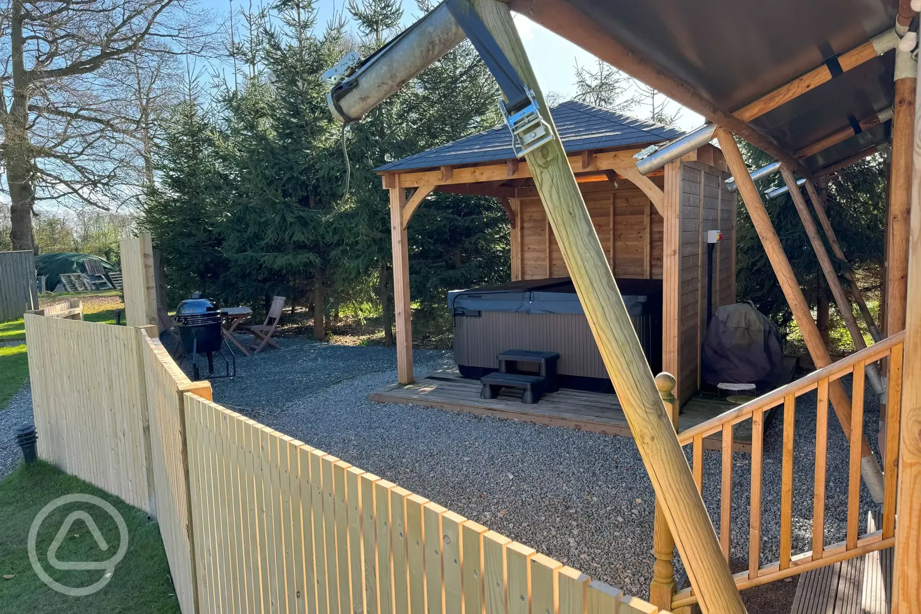 Safari tent and hot tub