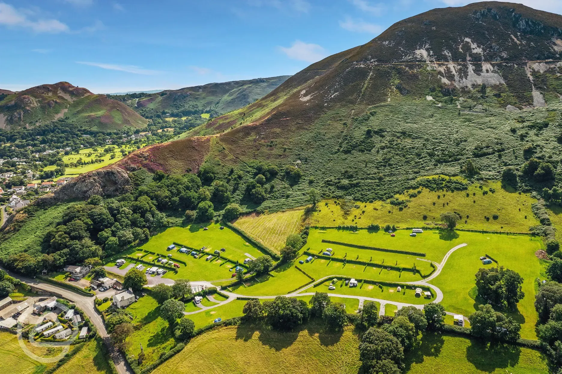 Trwyn yr Wylfa Campsite Site and mountains