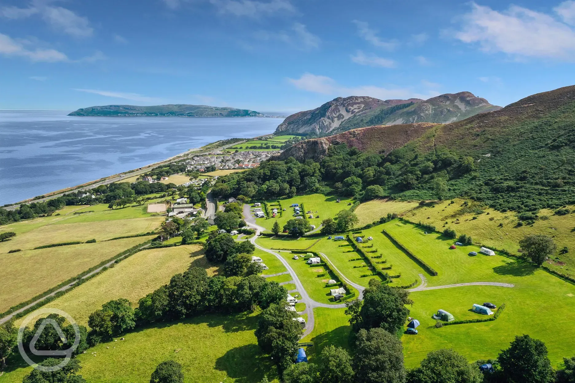 Aerial of the campsite by the sea