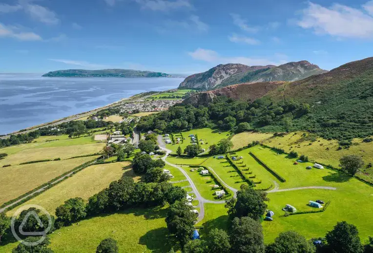 Aerial of the campsite by the sea