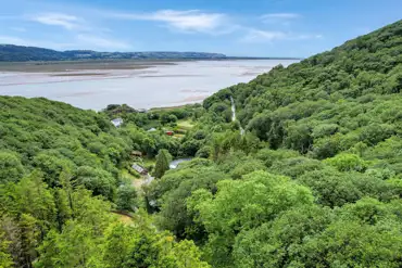 Aerial of the campsite and River Dyfi
