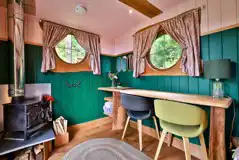 Cosy woodland cabin interior