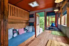 Betty the horsebox with a kitchen, double bed, and a set of bunk beds Betty the horsebox with a kitchen, double bed, and a set of bunk beds
