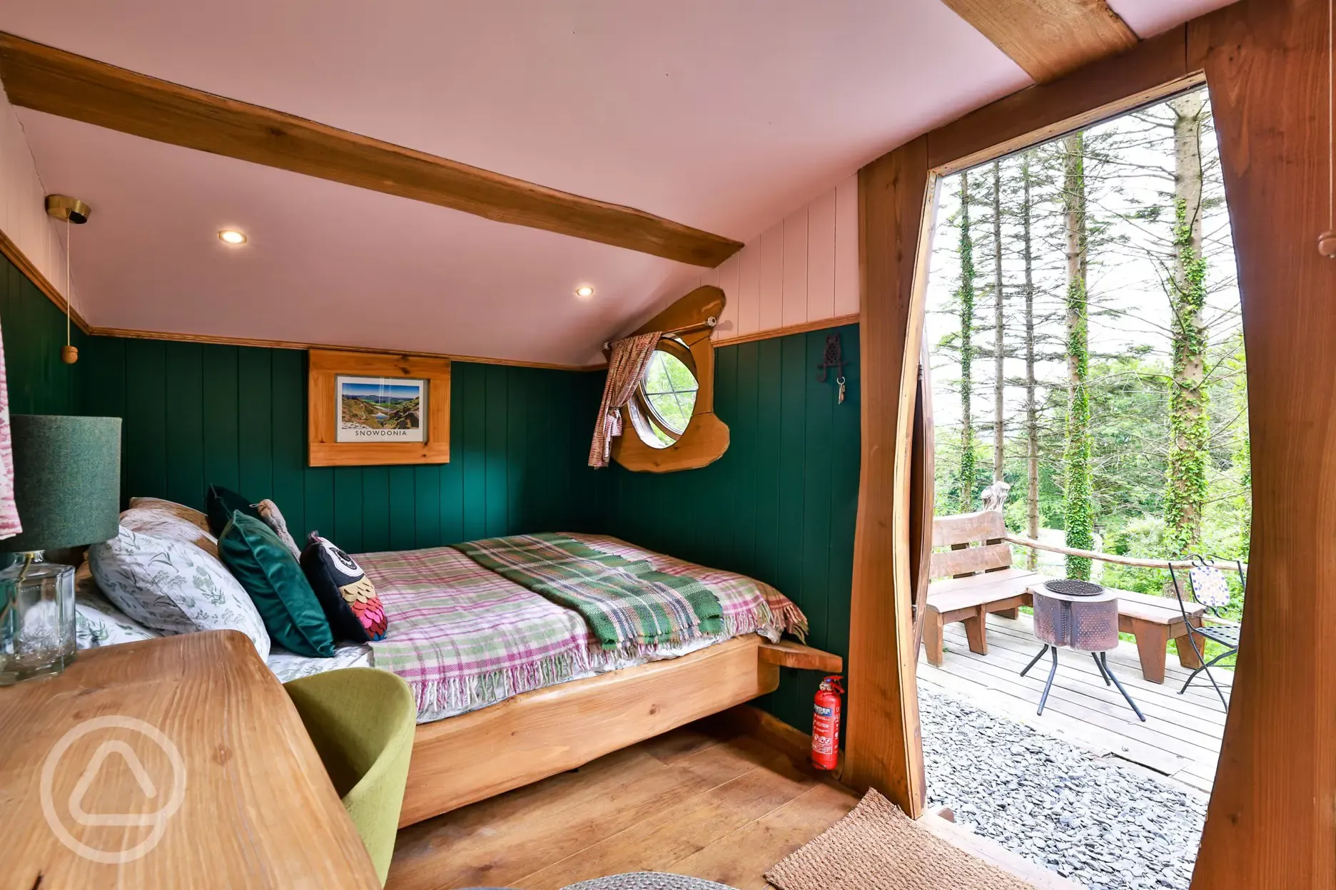 Cosy woodland cabin interior