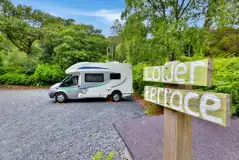 Lower terrace touring pitches with 16 amp hook ups