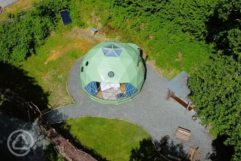Overview of the 7m Glamping Dome - Derwen (dog friendly)