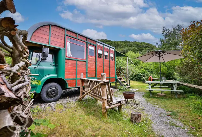 Betty the horsebox revamped 980s Bedford horse lorry with outdoor seating