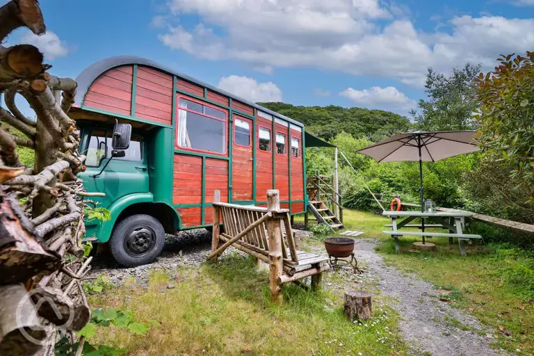 Betty the horsebox revamped 980s Bedford horse lorry with outdoor seating