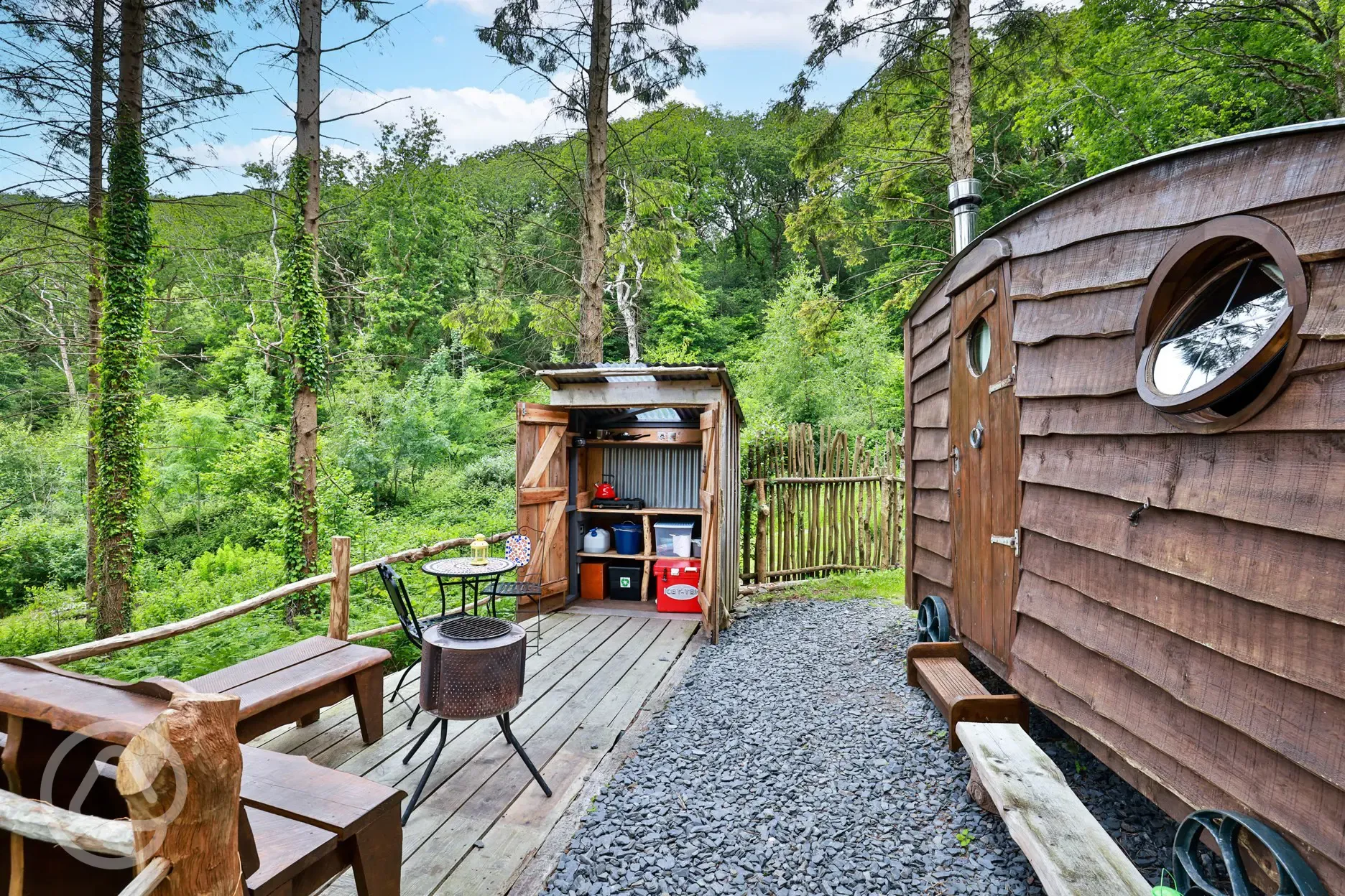 Cosy woodland cabin terrace