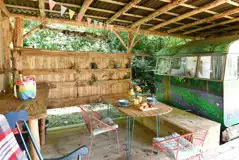 Vintage caravan outdoor seating area Vintage caravan outdoor seating area