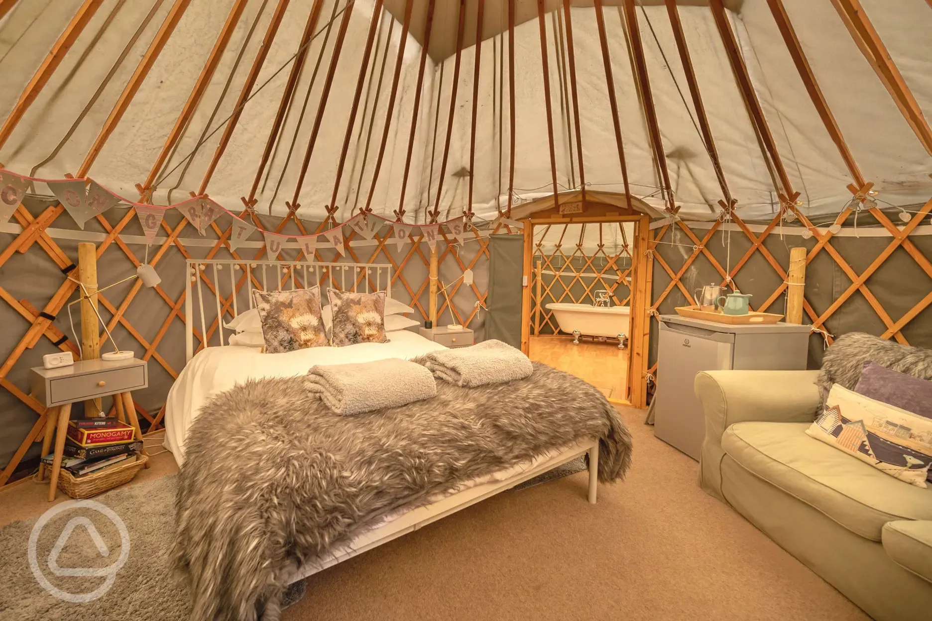 Inside a yurt