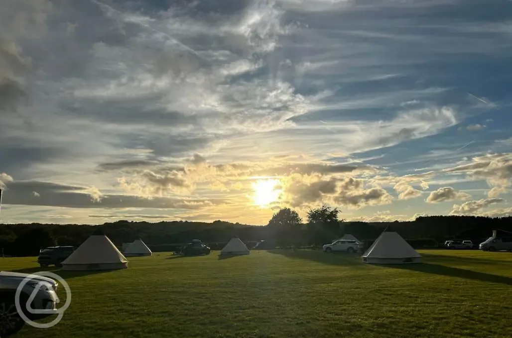 Bell tent and camping field