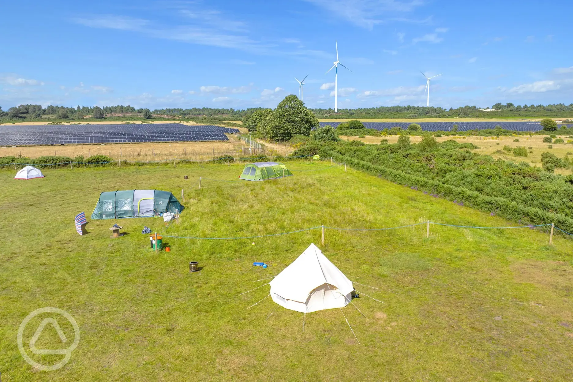 Aerial of the non electric grass pitches