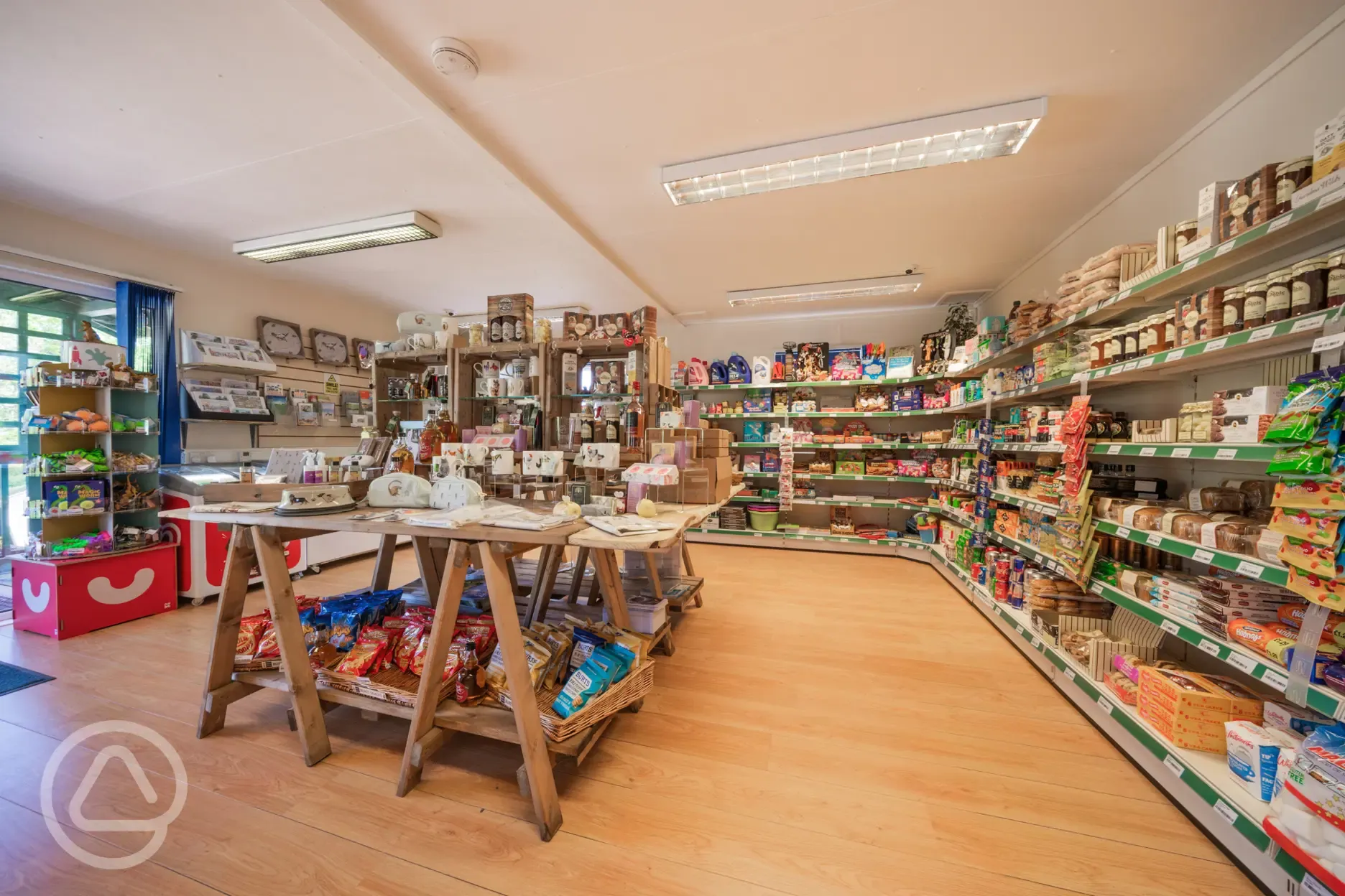 Onsite shop selling local produce, ice cream and essential items