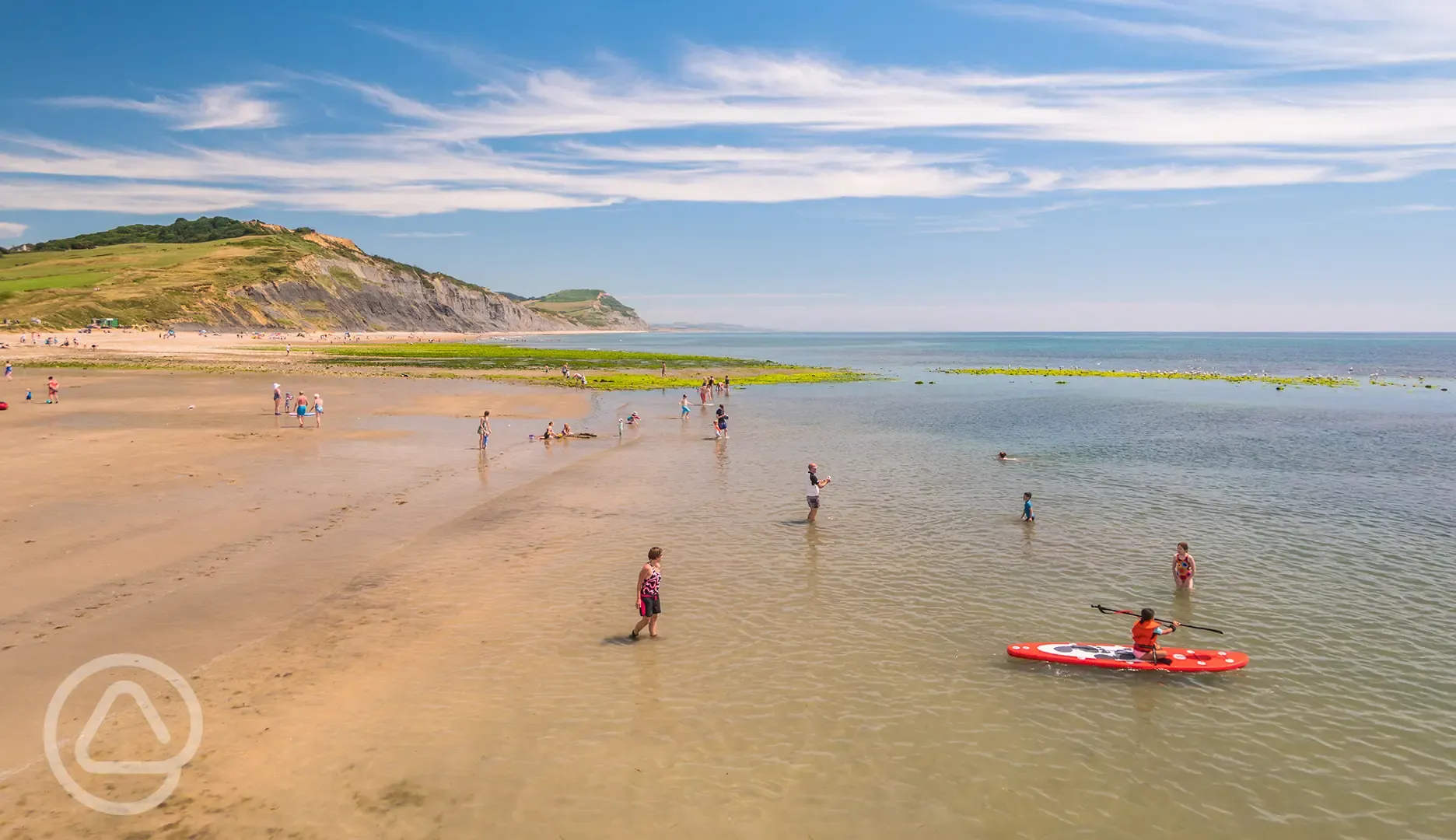 The sandy beach at Charmouth, a ten minute drive away