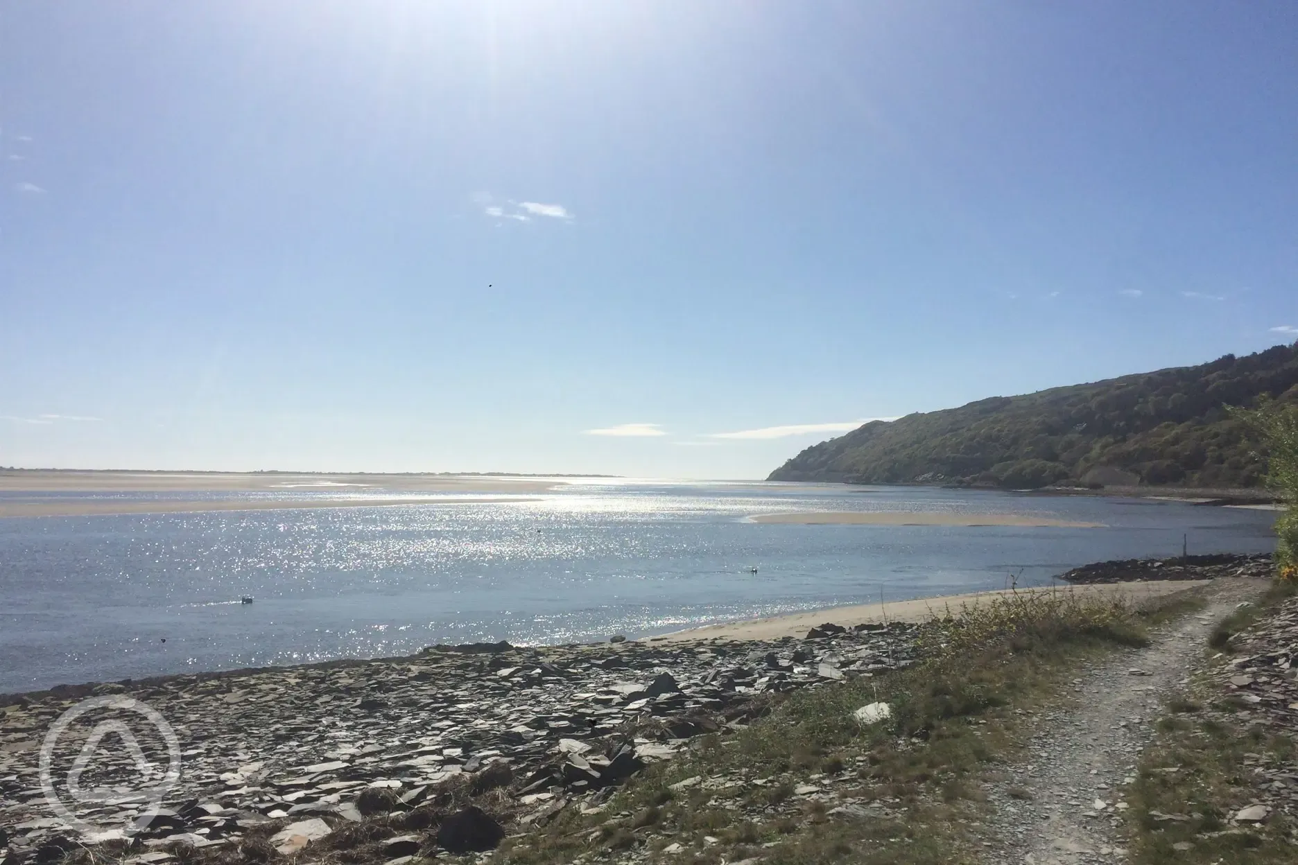 View towards Aberdyfi as you walk from the camping pitches