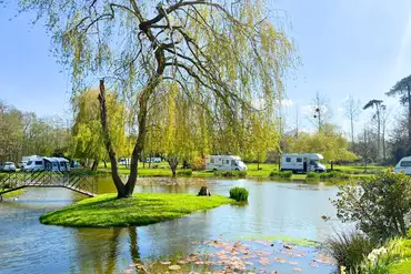 Waterside pitches at Everglades Caravan Park and Fishing Lodges