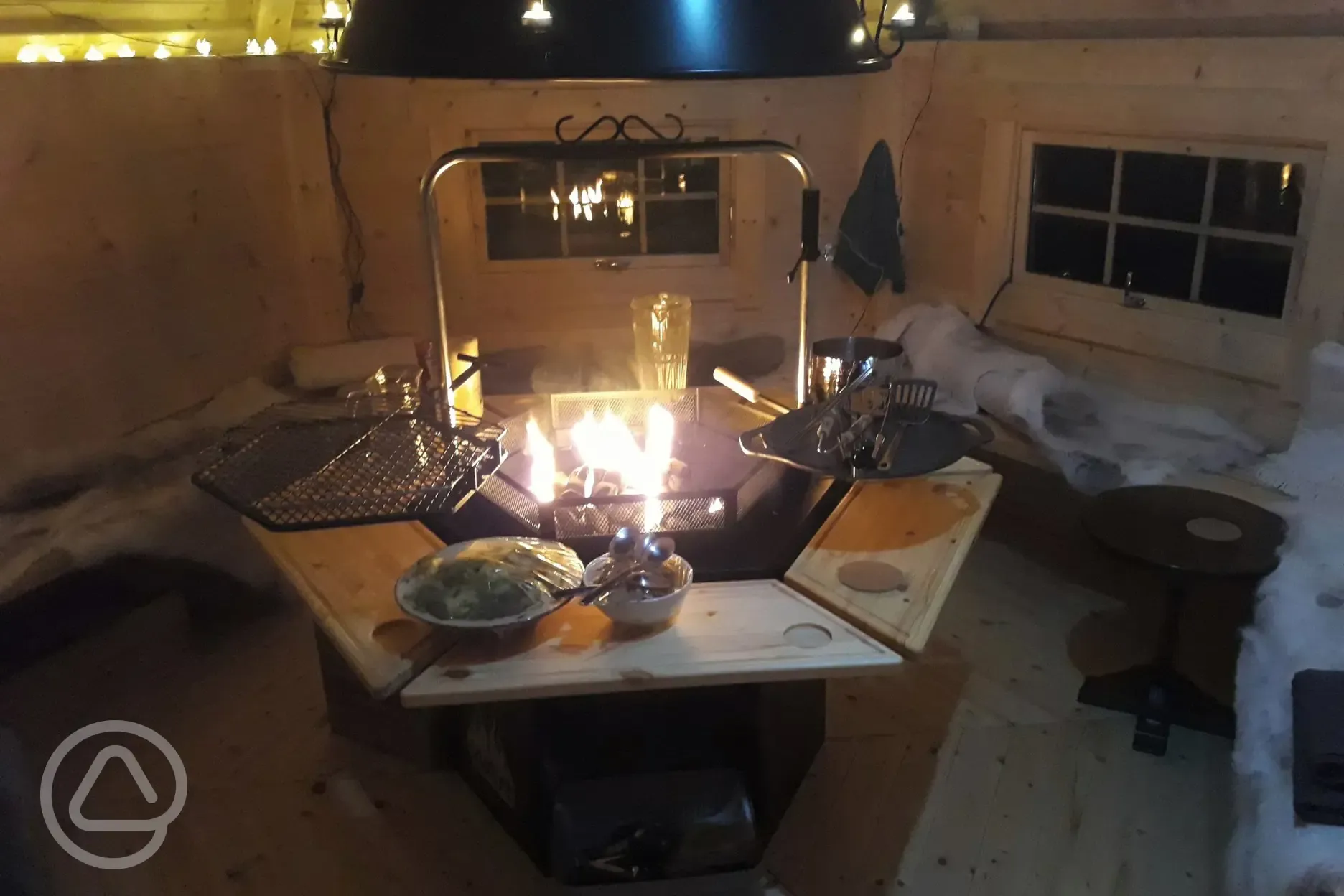 Inside the barbecue cabin
