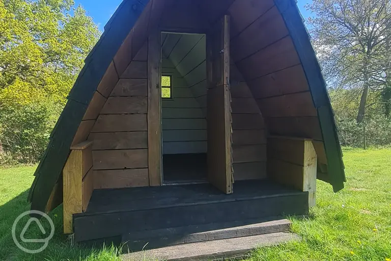 Unfurnished camping pod, sleeping two