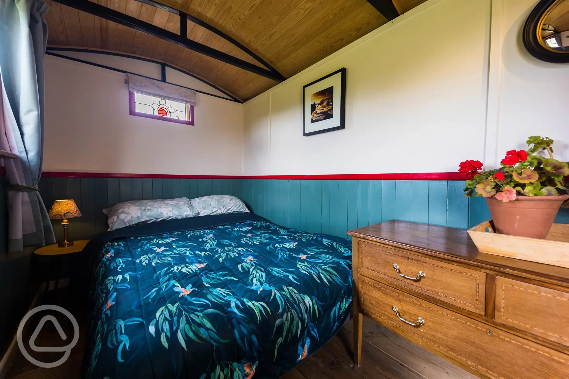 Sand top shepherd's hut interior