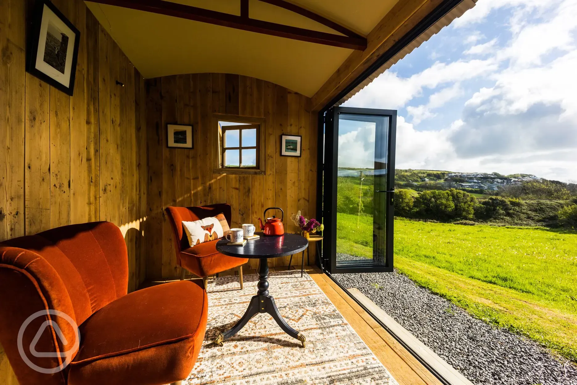 Sand top shepherd's hut interior