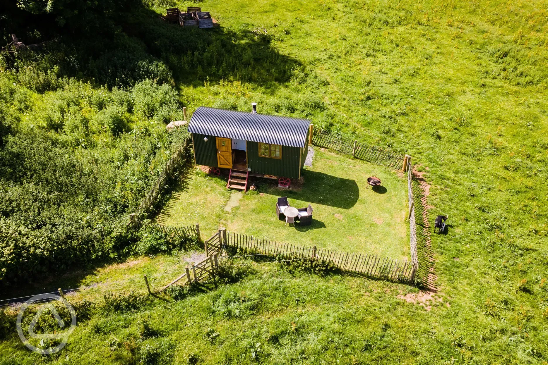 Aerial view of frankshore shepherd's hut