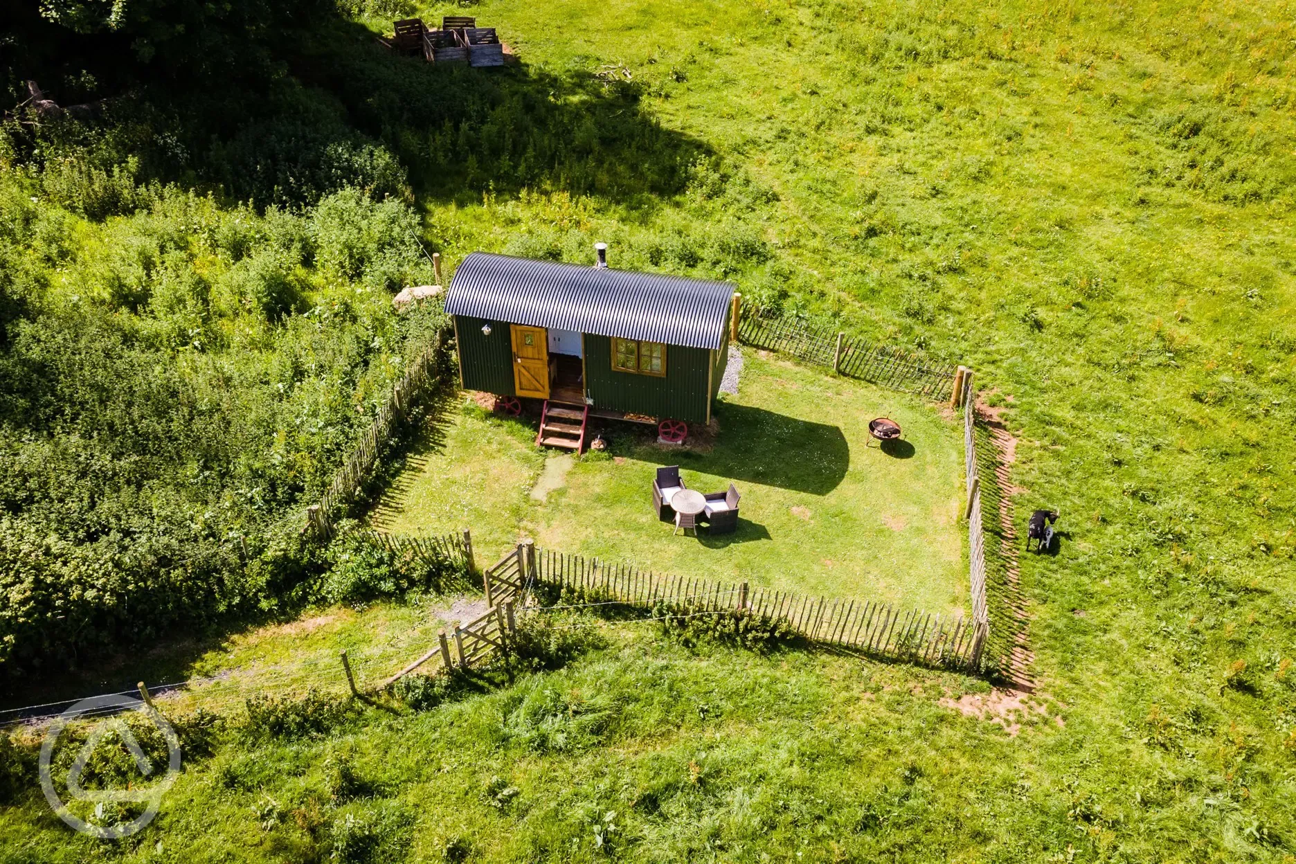 Aerial view of Shepherd hut area