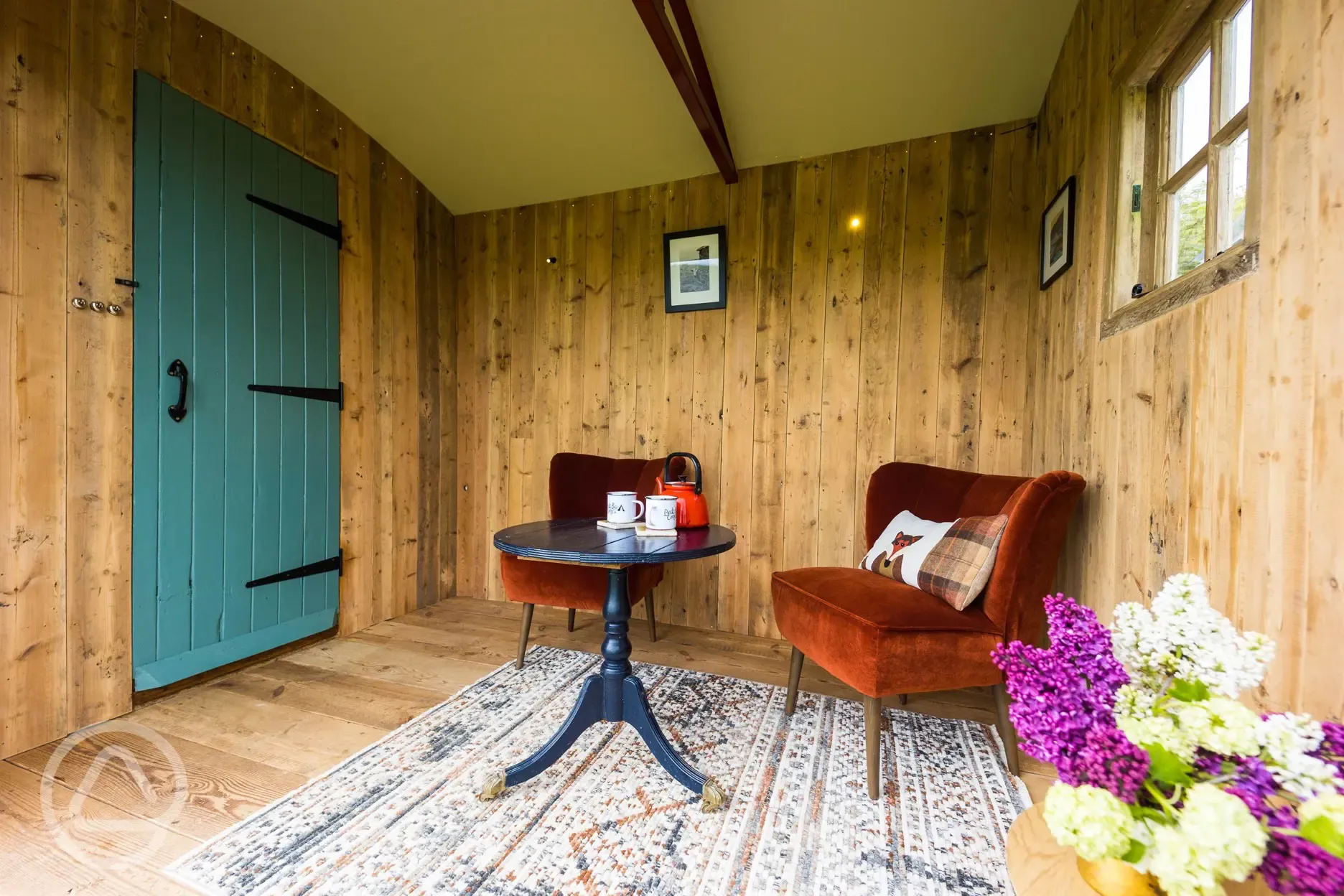 Sand top shepherd's hut interior