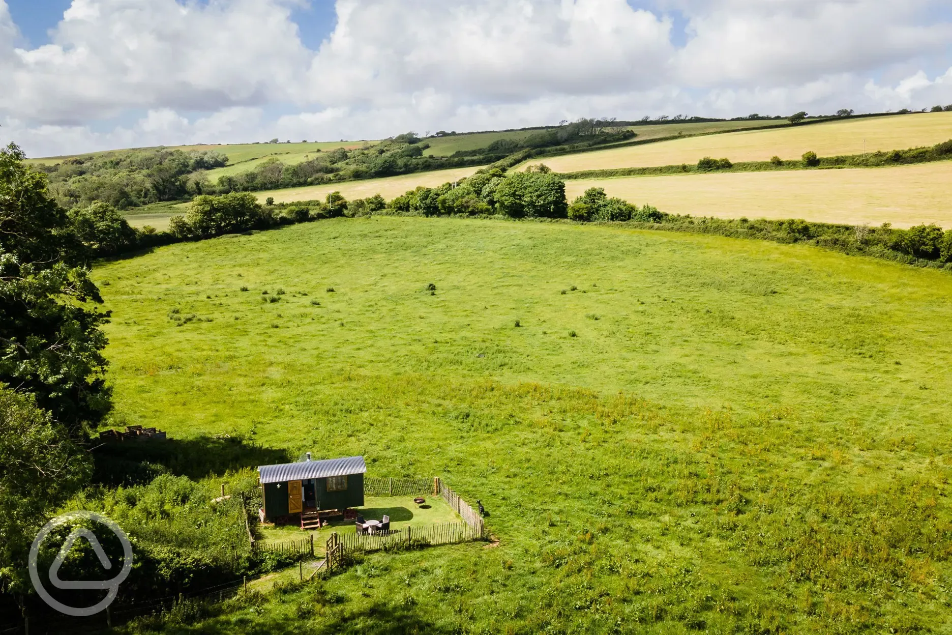 Aerial view of frankshore shepherd's hut