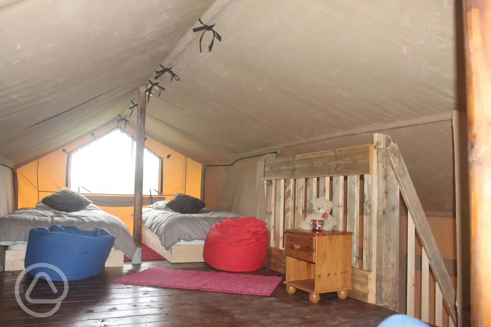 Hawk Lodge safari tent upstairs bedroom 
