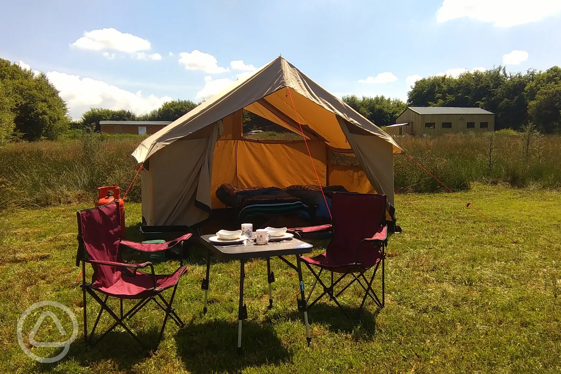 All tents are fully equipped Stonechat Meadow campsite