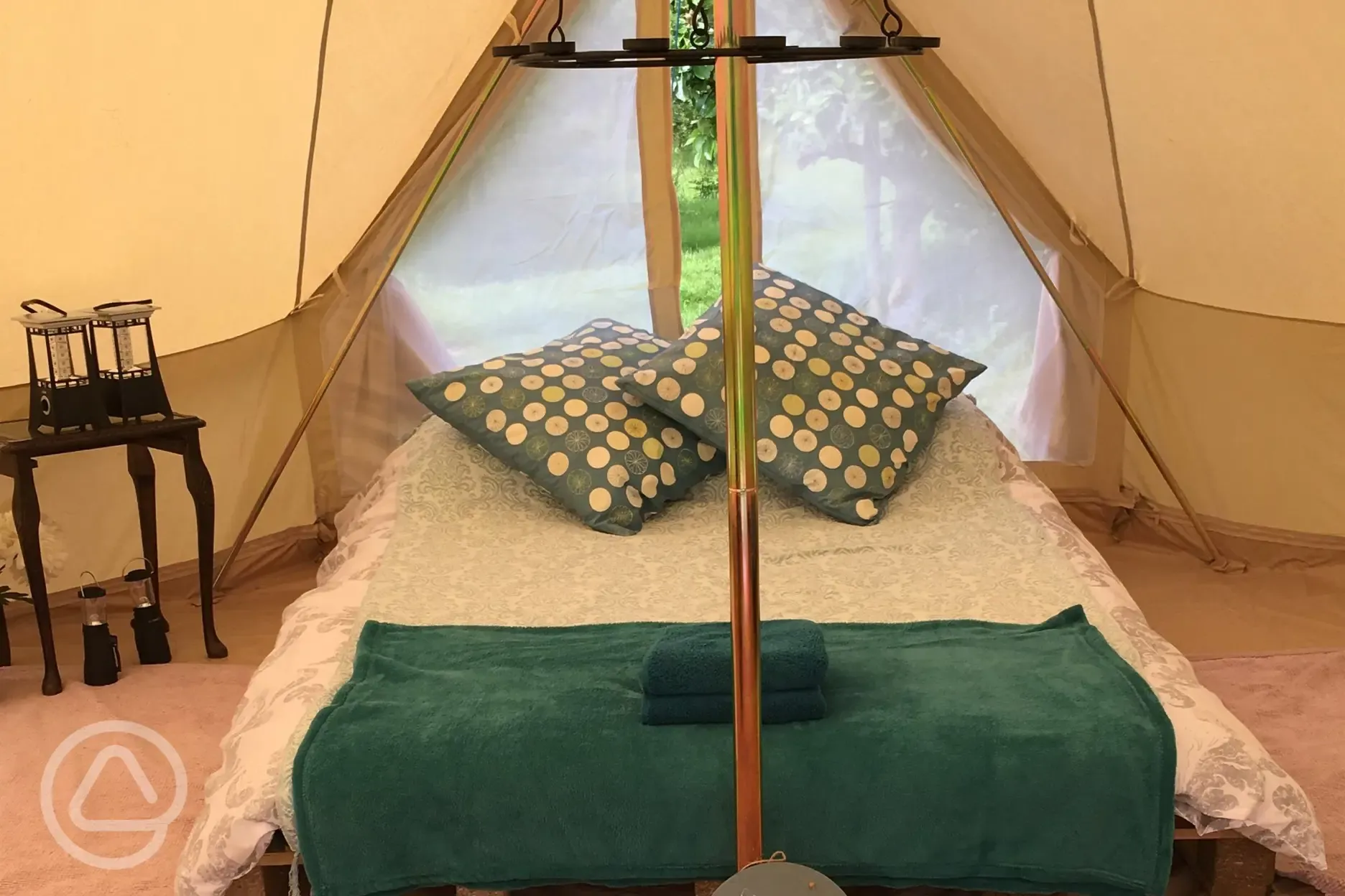 inside a traditional bell tent