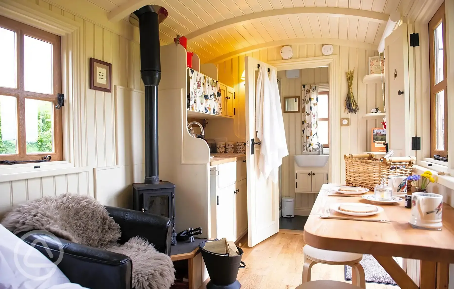 Shepherd's hut interior