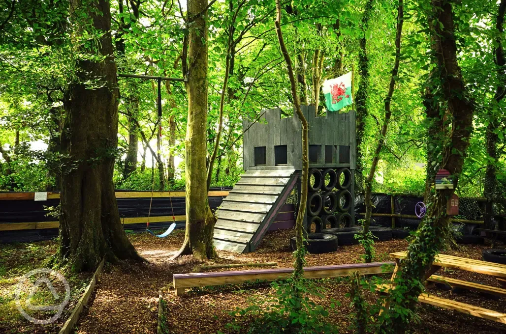 Children's playground at Glyncoch Isaf Farm