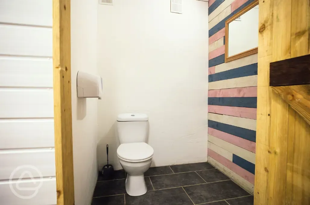 Toilet cubicles at Glyncoch Isaf Farm