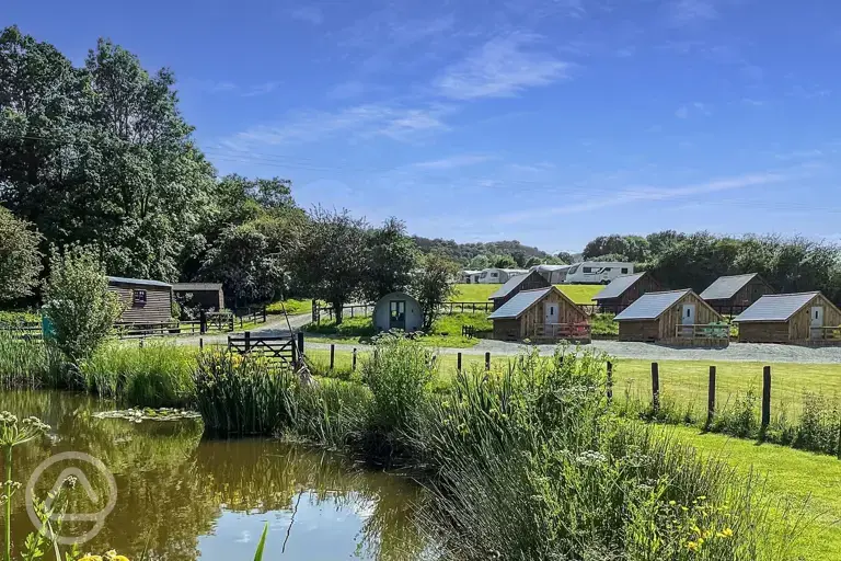Glamping lodges around the river