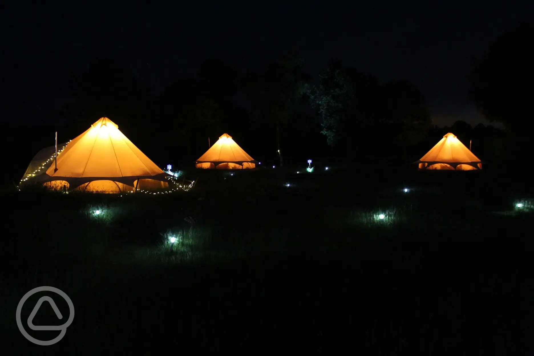 Night view of the tents