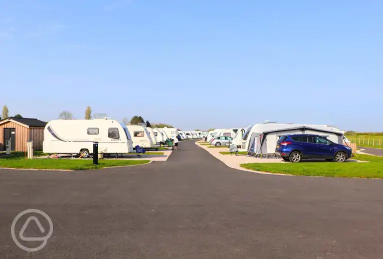 Fully serviced hardstanding pitches at Donkey Creek Farm Caravan Site