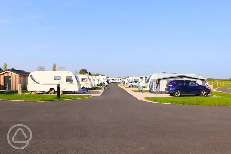 Fully serviced hardstanding pitches at Donkey Creek Farm Caravan Site