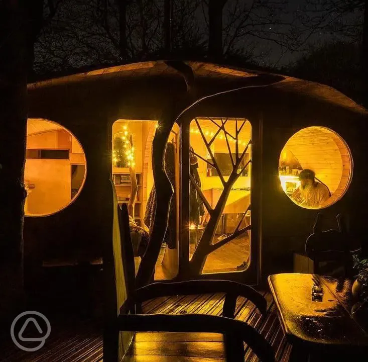 Treehouse at night