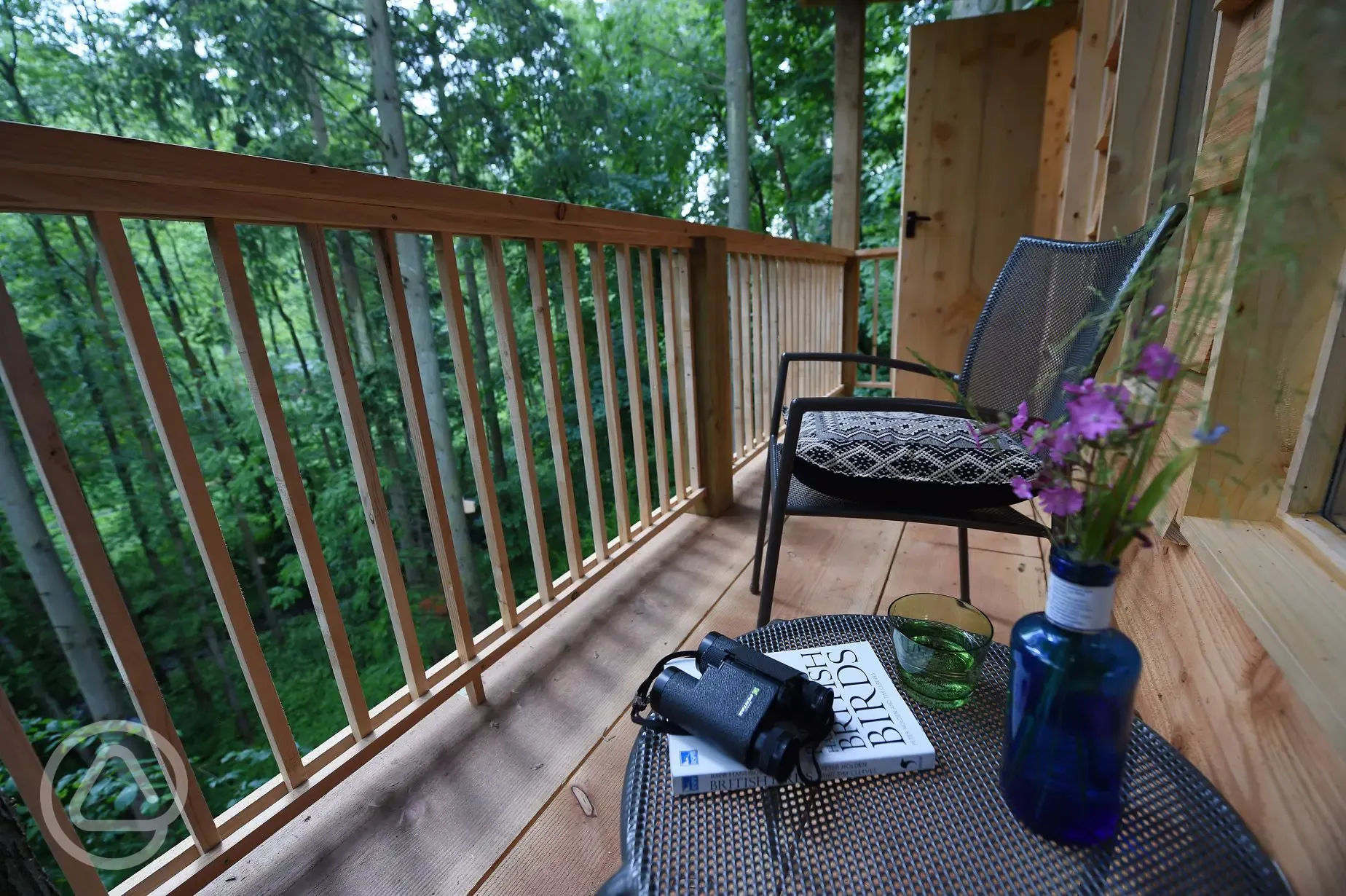 Treetop cabin balcony