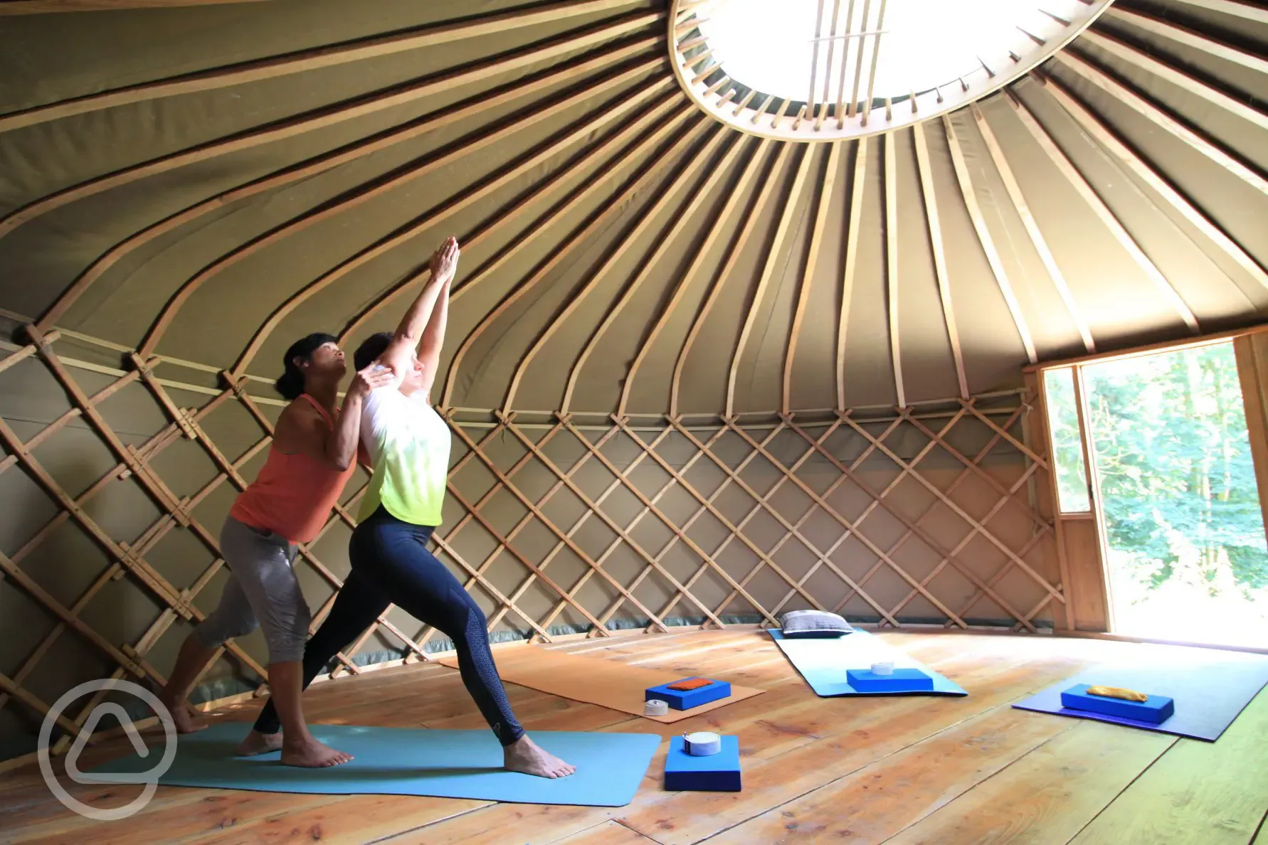 Yoga classes in the yurt