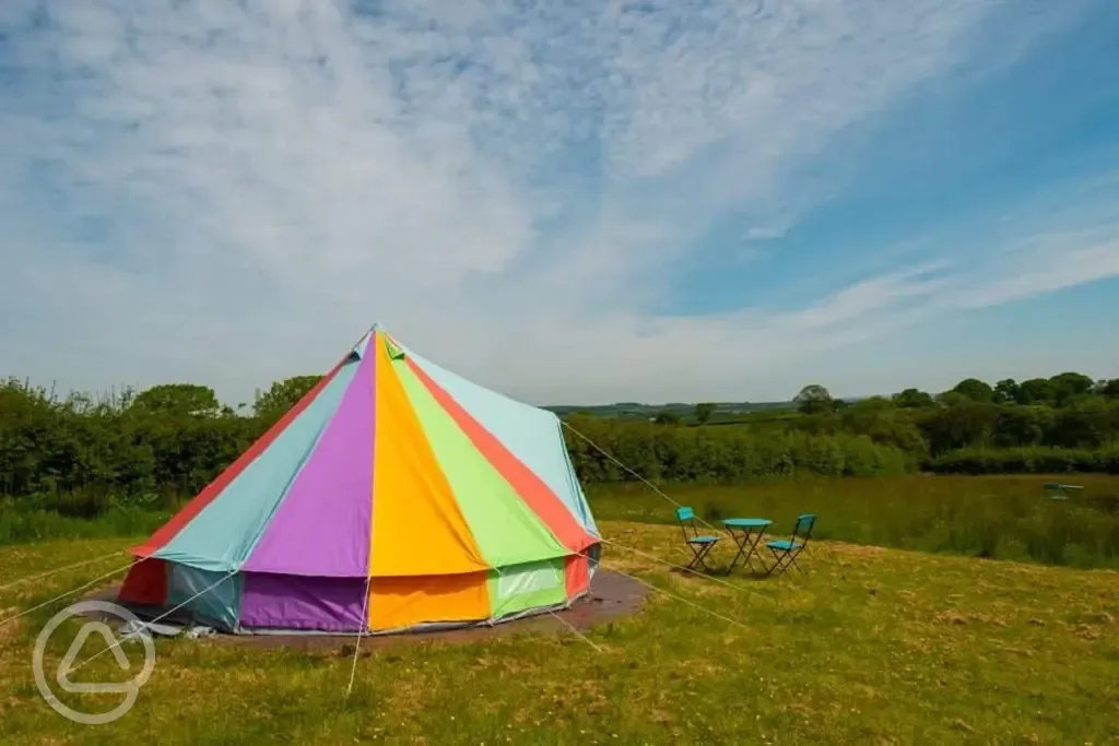 Colourful bell tent at Reforge