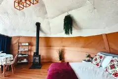 Dome interior with a king sized bed