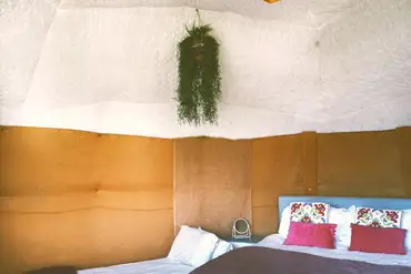 Dome interior with a king sized bed