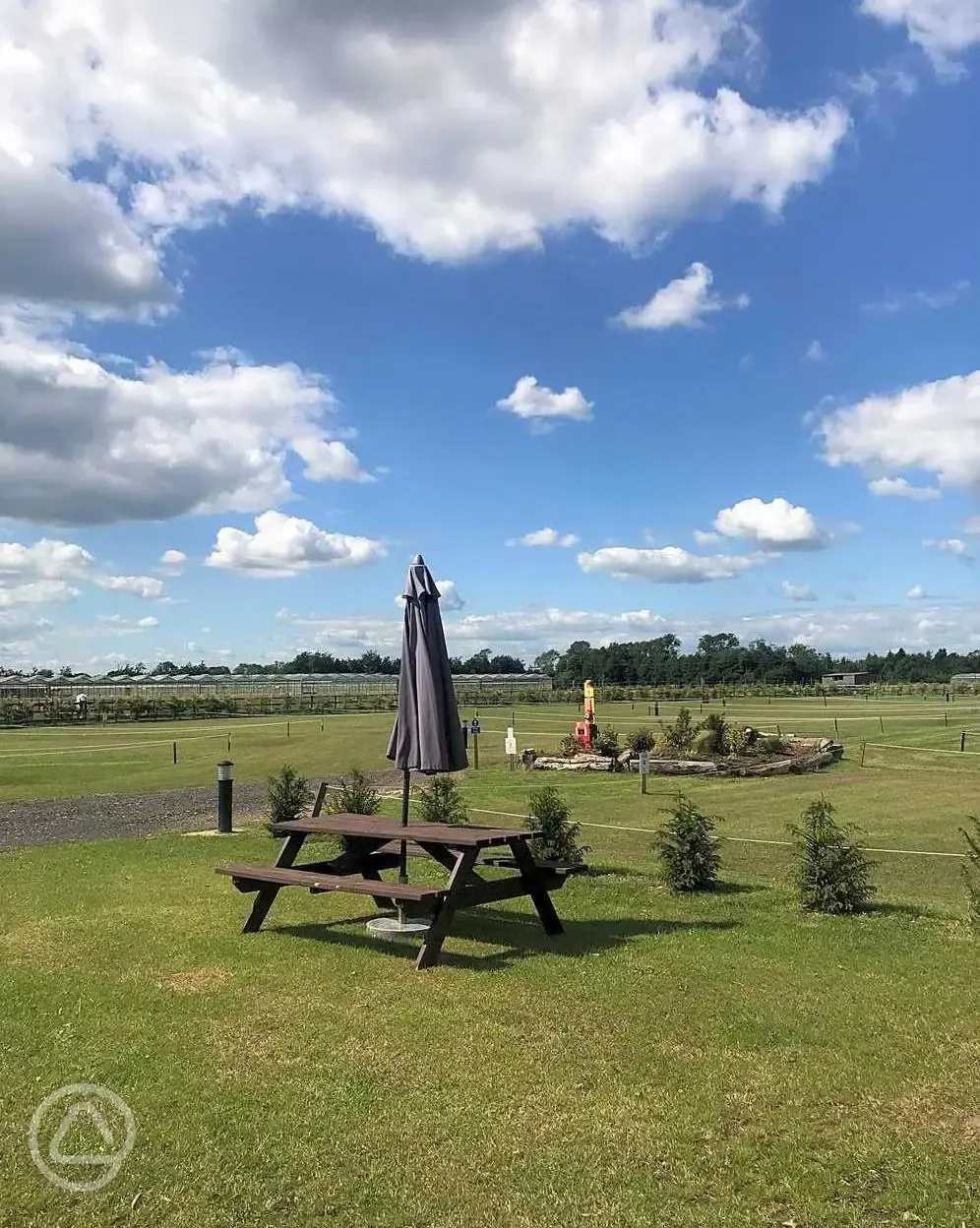 Seating area at the grass pitches 